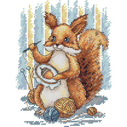 Embroidered Squirrel - 14CT Stamped Cross Stitch 19*27CM(Joy Sunday)