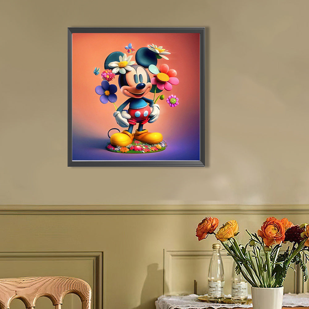 Flowers And Mickey - Full AB Round Drill Diamond Painting 40*40CM