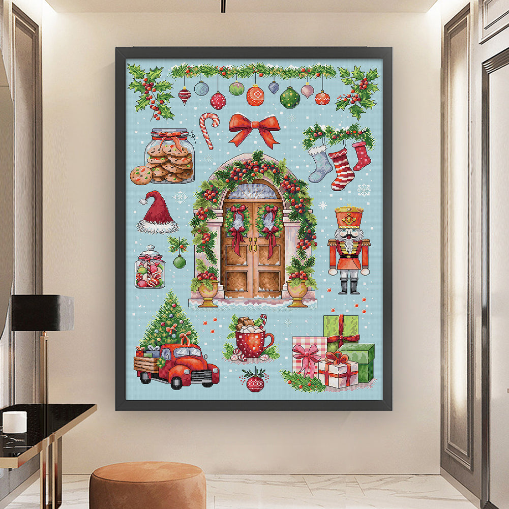 Christmas Cottage - 14CT Stamped Cross Stitch 46*61CM(Joy Sunday)