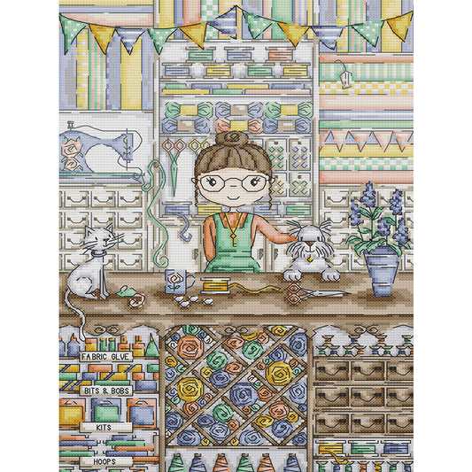 Girl'S Small Handicraft Shop - 14CT Stamped Cross Stitch 29*41CM(Joy Sunday)