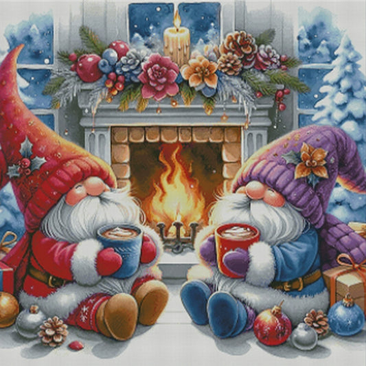 Dwarfs By The Fireplace - 14CT Stamped Cross Stitch 70*70CM(Fairy Brand)