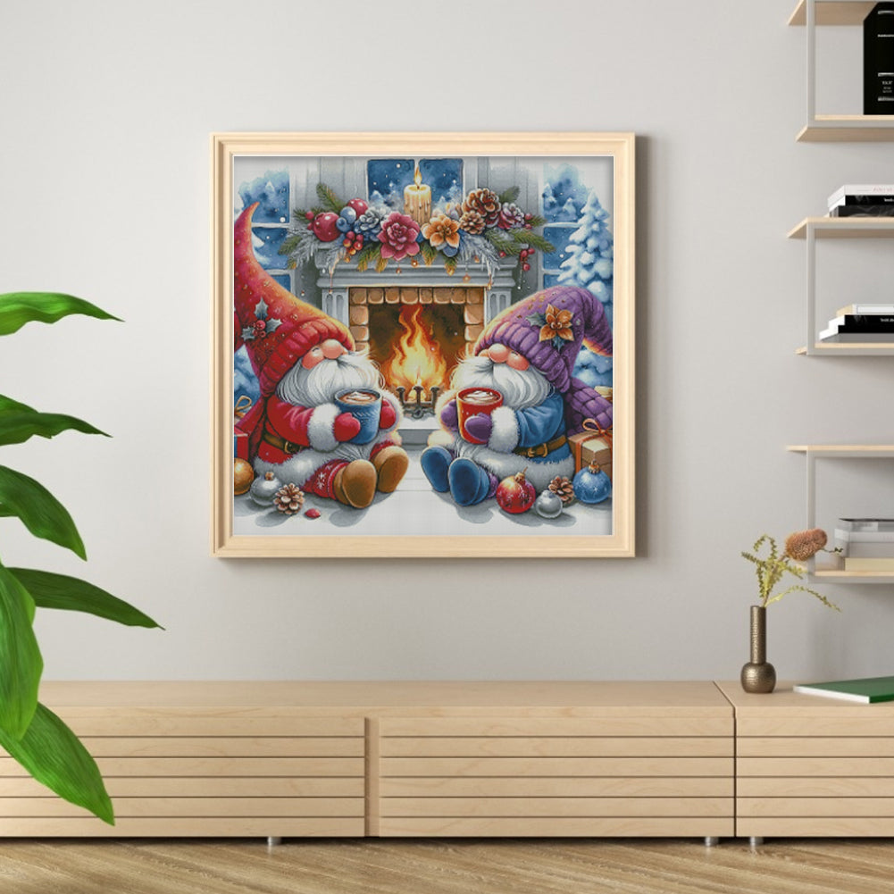 Dwarfs By The Fireplace - 14CT Stamped Cross Stitch 70*70CM(Fairy Brand)