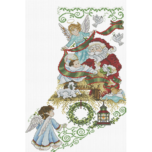 Santa Claus And Angel 3 - 14CT Stamped Cross Stitch 34*53CM(Joy Sunday)