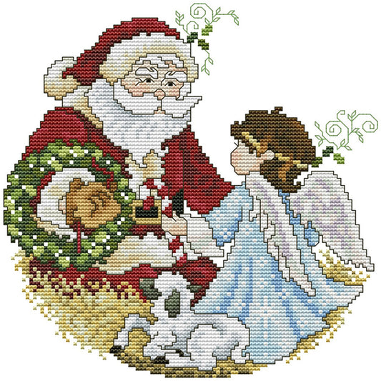 Santa Claus And Angel 1 - 14CT Stamped Cross Stitch 26*27CM(Joy Sunday)