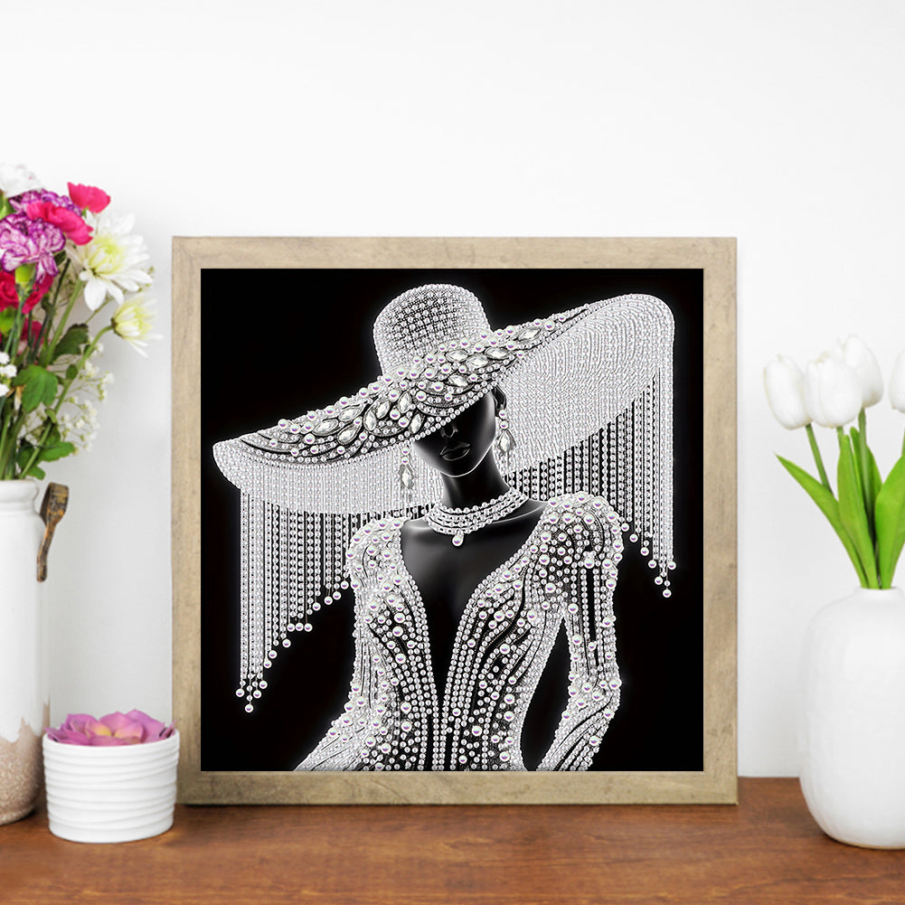 Elegant Lady In Top Hat - Special Shaped Drill Diamond Painting 30*30CM