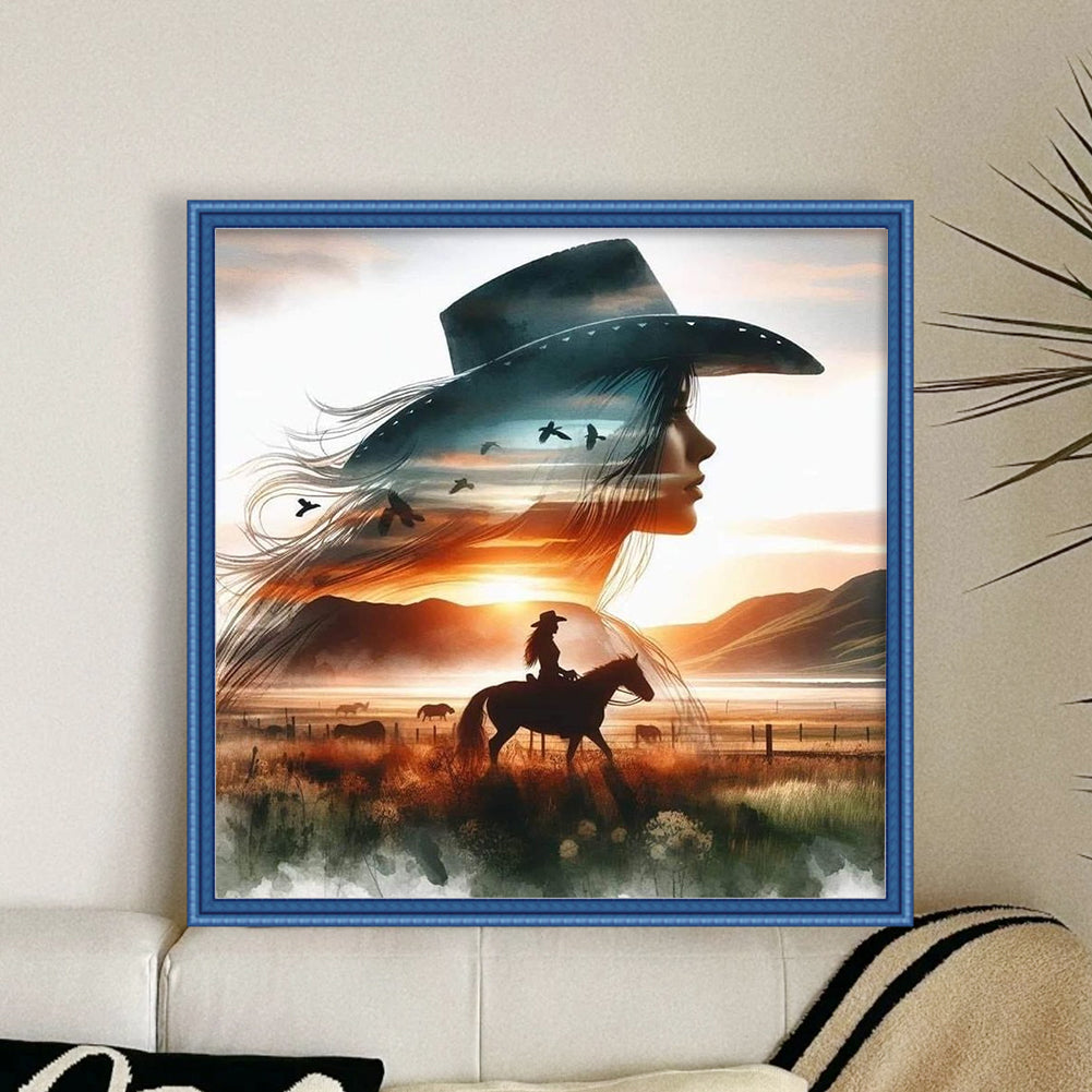 Silhouette - Cowgirl - 11CT Stamped Cross Stitch 40*40CM
