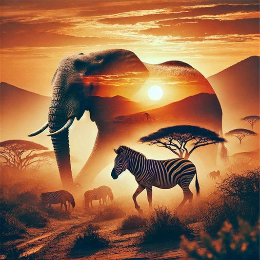 Silhouette - Elephant - 11CT Stamped Cross Stitch 40*40CM