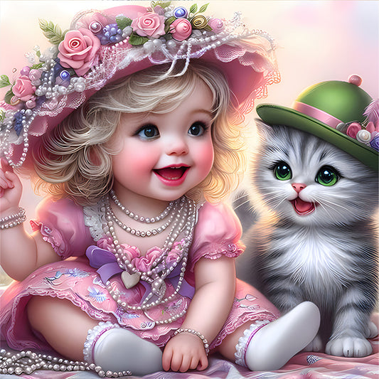 Lovely Girls - 11CT Stamped Cross Stitch 40*40CM