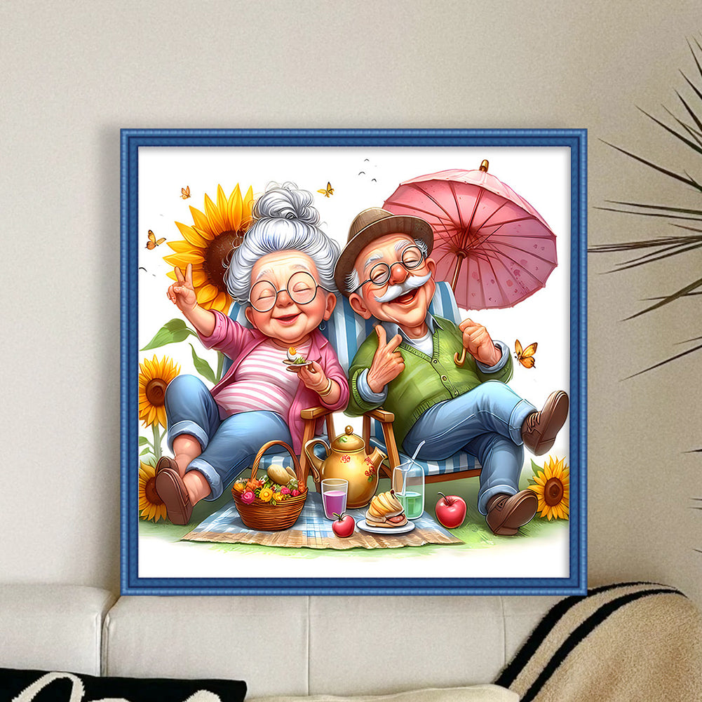 Old Couples - 11CT Stamped Cross Stitch 45*45CM