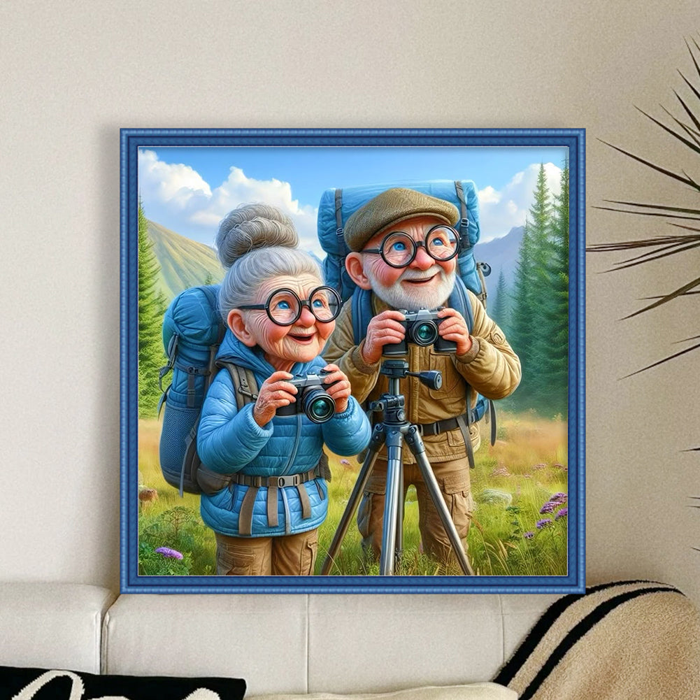 Old Couples - 11CT Stamped Cross Stitch 45*45CM