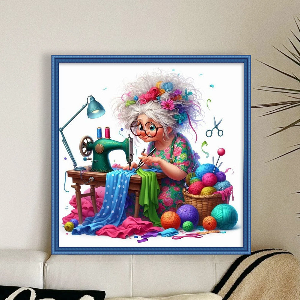 Sewing Old Ladies - 11CT Stamped Cross Stitch 40*40CM