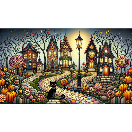 Colorful Cottages - 11CT Stamped Cross Stitch 70*40CM