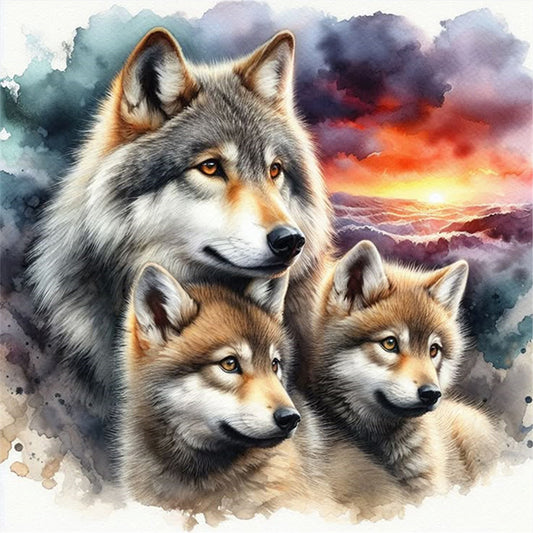 Three Wolves - 11CT Stamped Cross Stitch 45*45CM