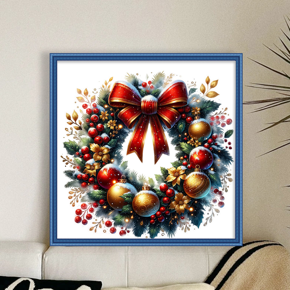 Christmas Wreaths - 14CT Stamped Cross Stitch 50*50CM