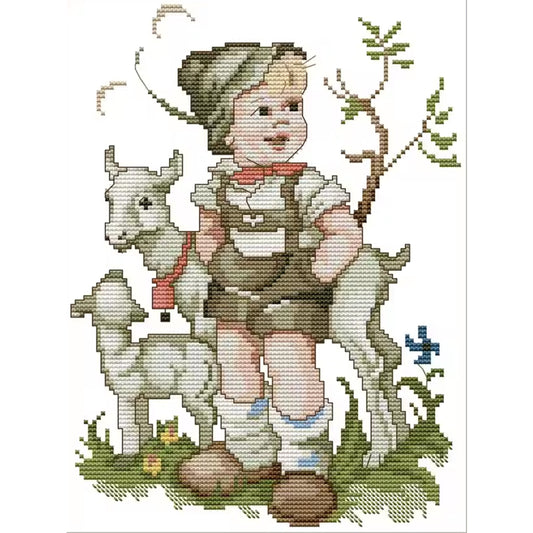 Shepherd Boy - 14CT Stamped Cross Stitch 22*30CM(Joy Sunday)