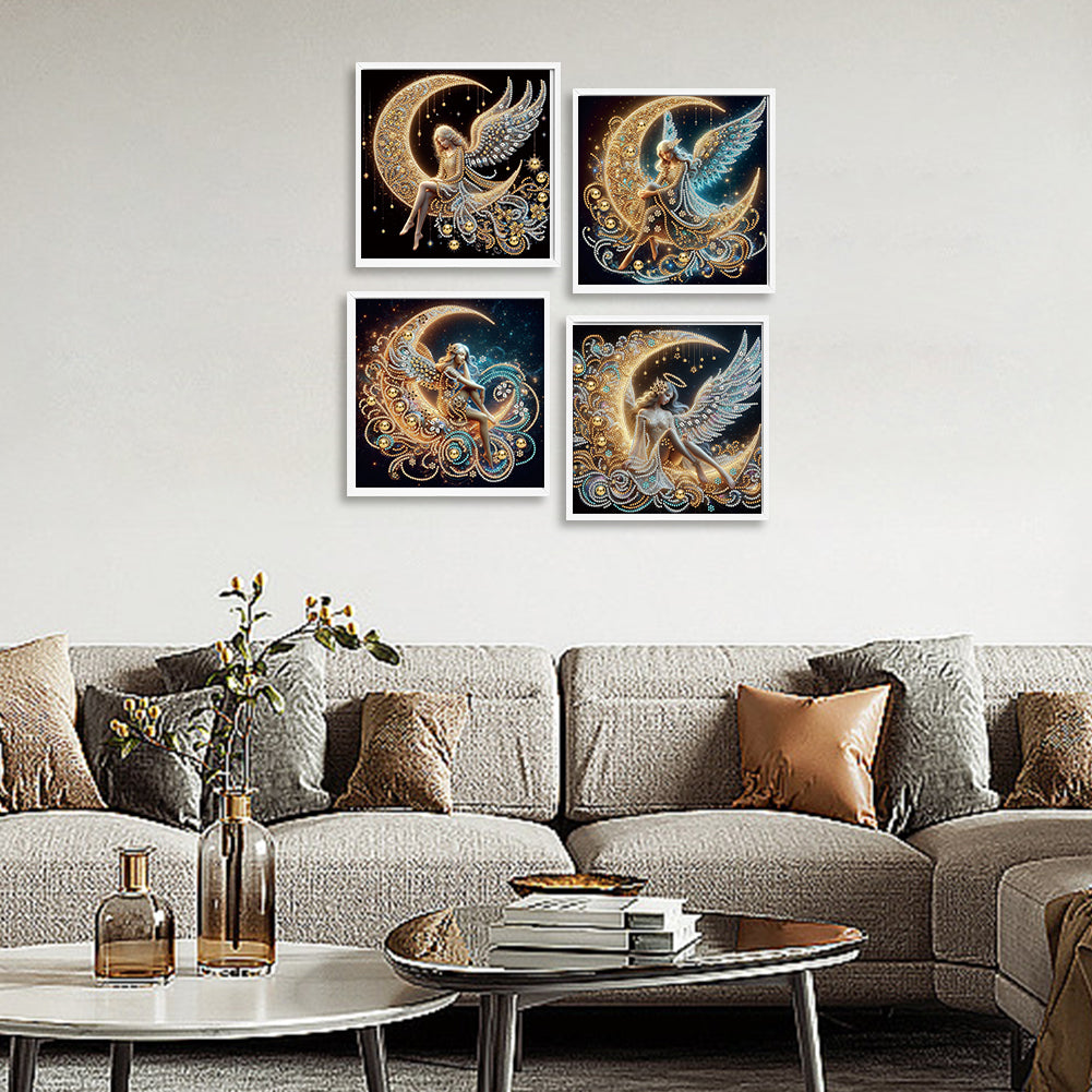 4 Pcs Moonlight Goddess - Special Shaped Drill Diamond Painting 30*30CM