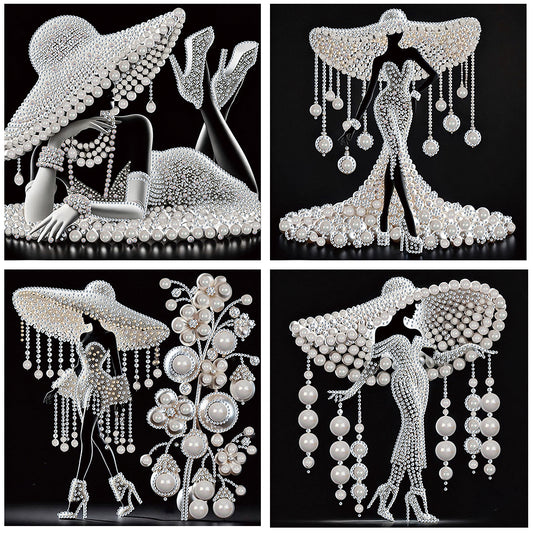 4 Pcs Elegant Lady - Special Shaped Drill Diamond Painting 30*30CM