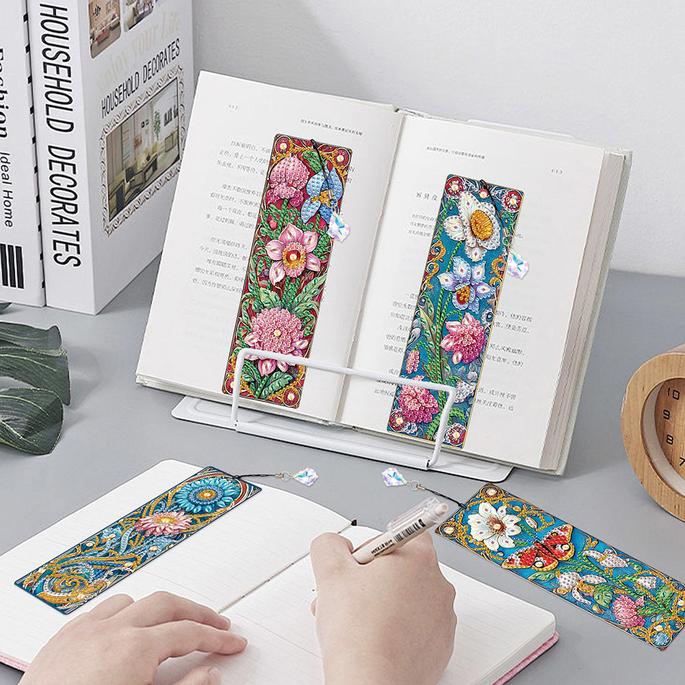 4Pcs Special Shape Dragonfly DIY Bookmarks Diamond Painting Kits for Book Lovers
