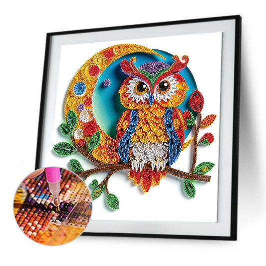 Quilled Owl - Special Shaped Drill Diamond Painting 30*30CM