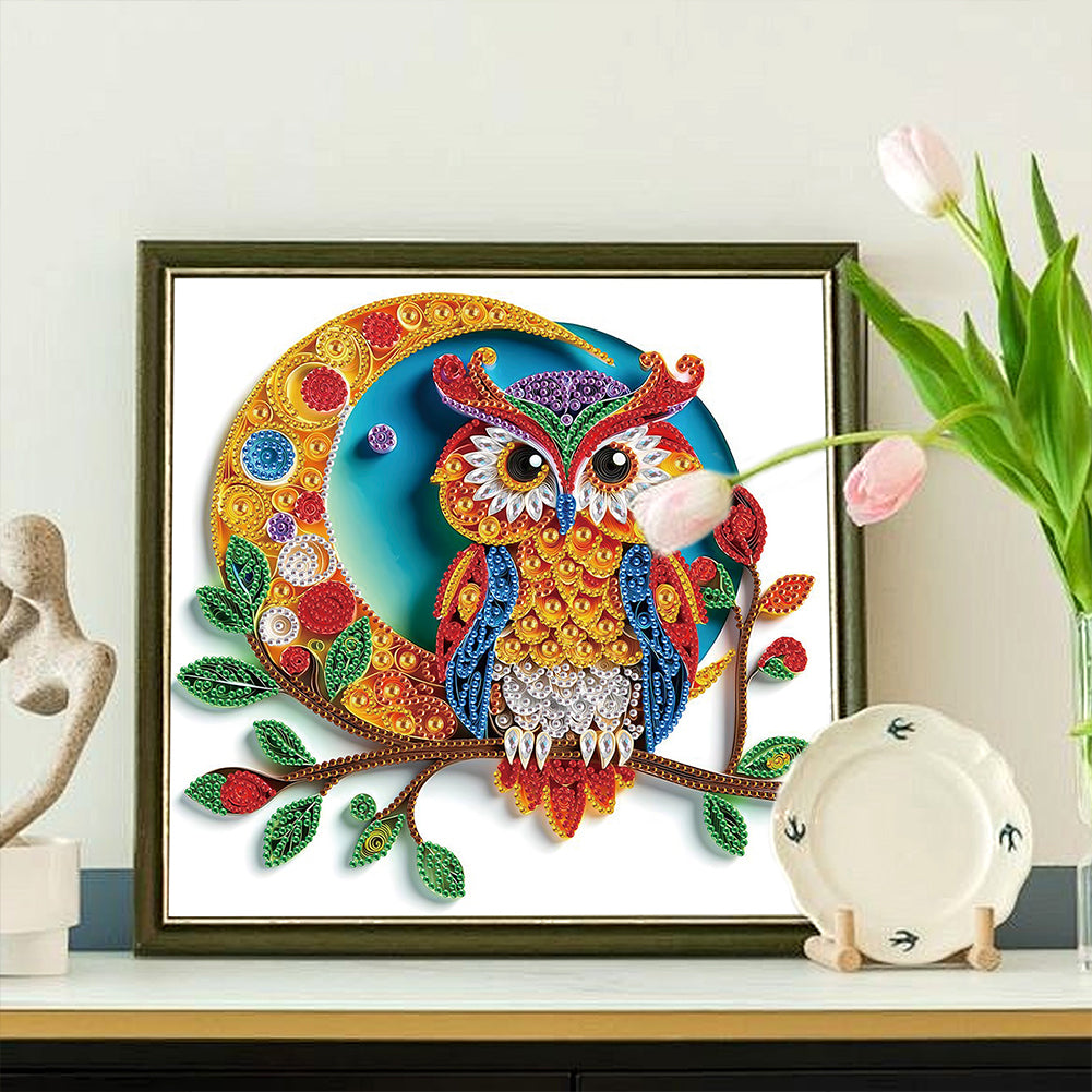 Quilled Owl - Special Shaped Drill Diamond Painting 30*30CM