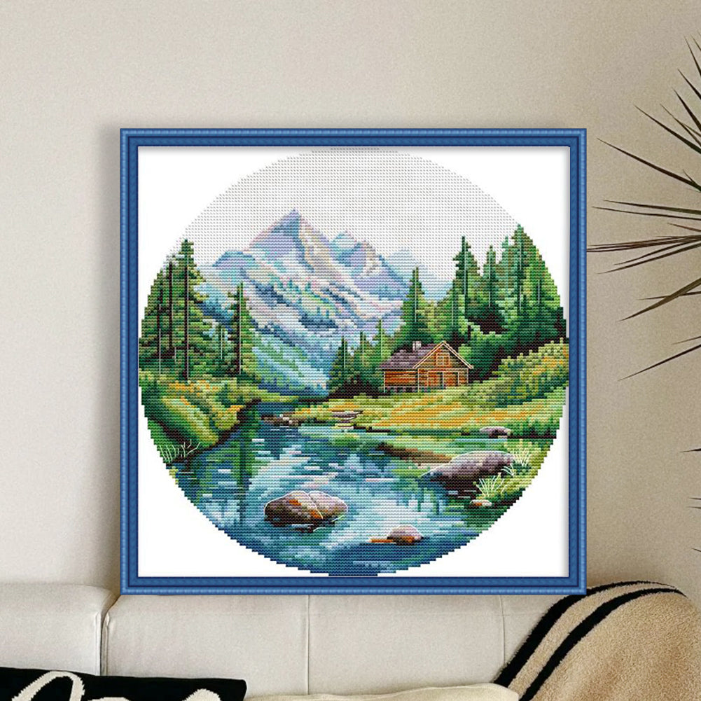 Circular Four Seasons-Summer - 14CT Stamped Cross Stitch 33*33CM(Joy Sunday)