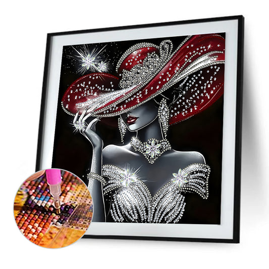 Elegant Lady In Top Hat - Special Shaped Drill Diamond Painting 30*30CM