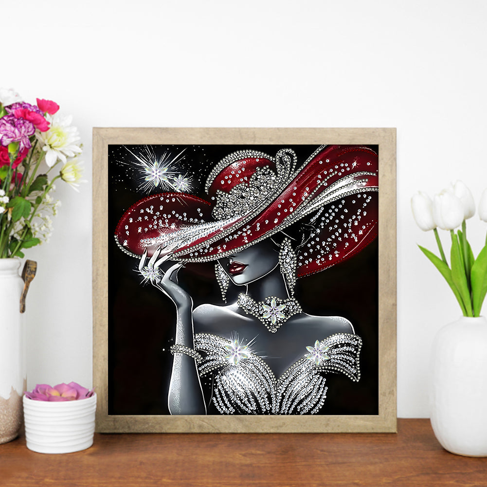 Elegant Lady In Top Hat - Special Shaped Drill Diamond Painting 30*30CM