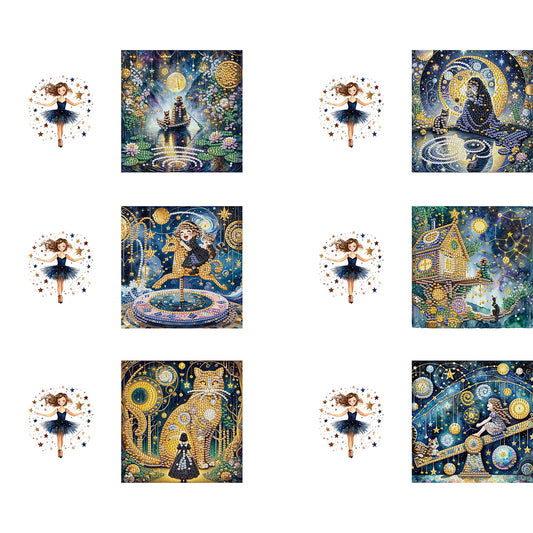 6pcs Diamond Painting Greeting Cards Handmade DIY Diamond Art Cards for Adults