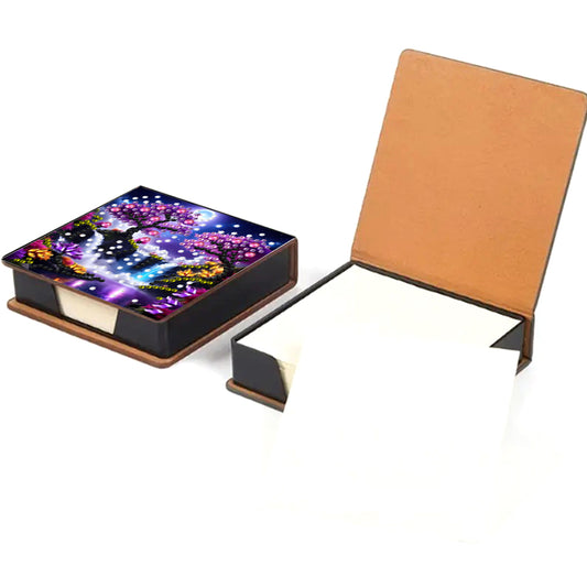 Leather Animals Diamond Painting Notecard Box Flowers Gem Art Sticky Note Holder