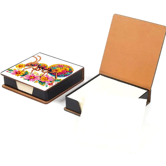 Leather Animals Diamond Painting Notecard Box Flowers Gem Art Sticky Note Holder
