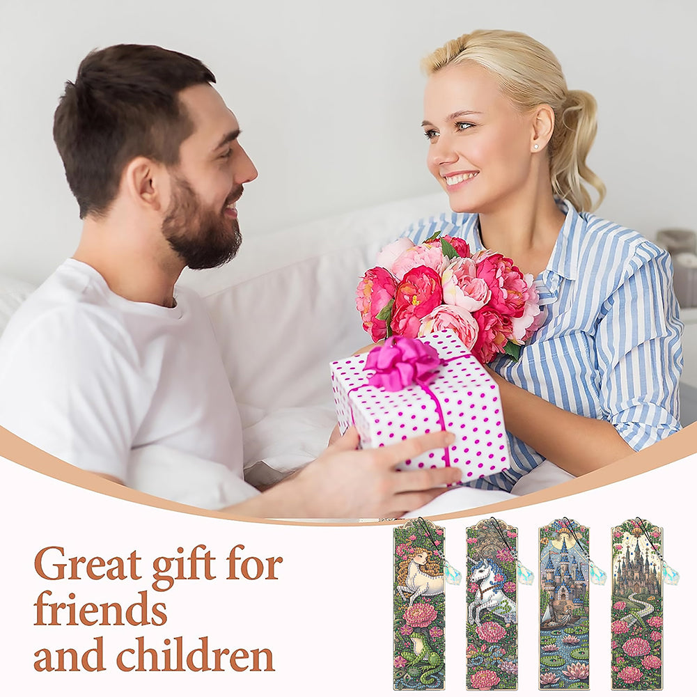 4 Pcs Flower Diamond Painting Bookmarks Diamond Art Bookmarks for Book Lovers