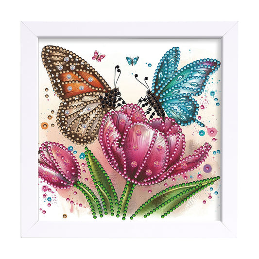 Butterfly Tulip - Special Shaped Drill Diamond Painting 18*18CM