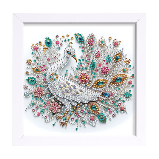 White Peacock - Special Shaped Drill Diamond Painting 18*18CM