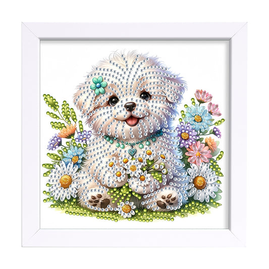 Little White Dog - Special Shaped Drill Diamond Painting 18*18CM