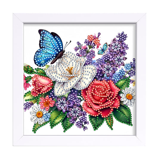 Butterfly Flower - Special Shaped Drill Diamond Painting 18*18CM