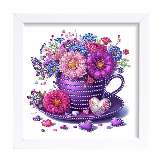 Cup Flower - Special Shaped Drill Diamond Painting 18*18CM