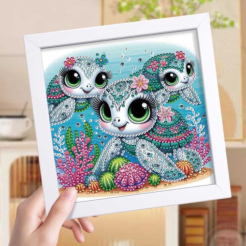 Three Turtles - Special Shaped Drill Diamond Painting 18*18CM