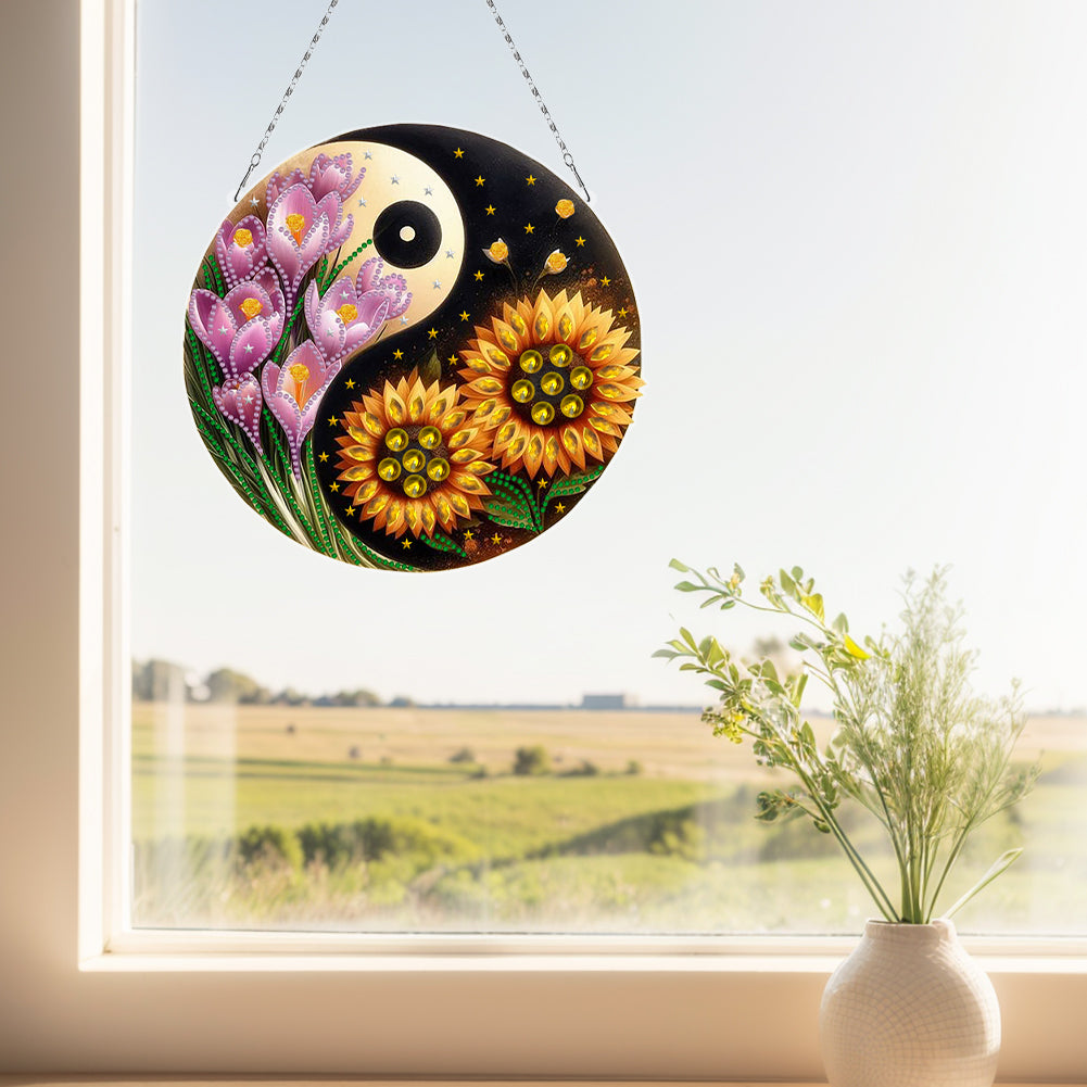 Acrylic Diamond Painting Hanging Pendant Rhinestone Diamond Art Window Pendants