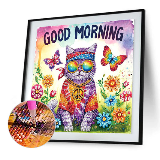 Funny Cat - Special Shaped Drill Diamond Painting 30*30CM