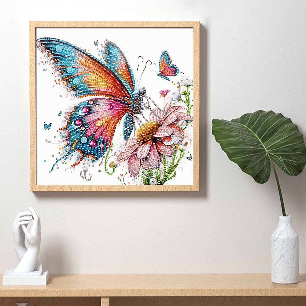 Flowers And Butterflies - Special Shaped Drill Diamond Painting 30*30CM
