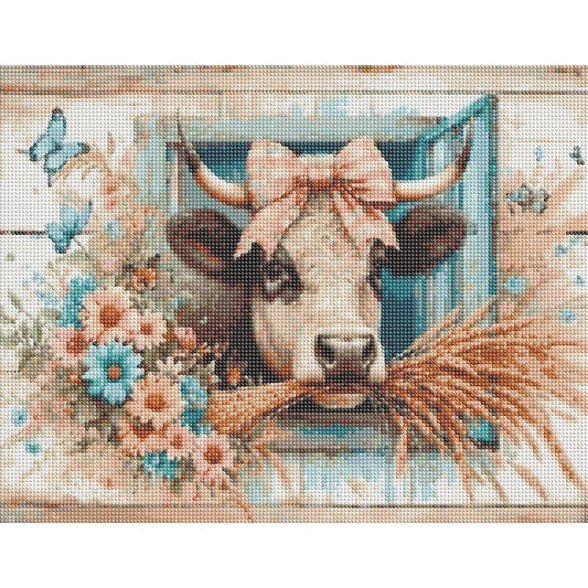 Retro Farm Cow - Full Round Drill Diamond Painting 50*40CM
