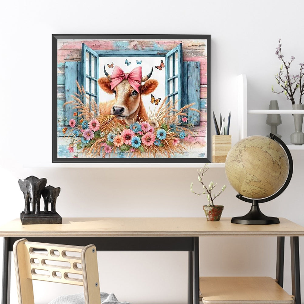 Retro Farm Cow - Full Round Drill Diamond Painting 50*40CM