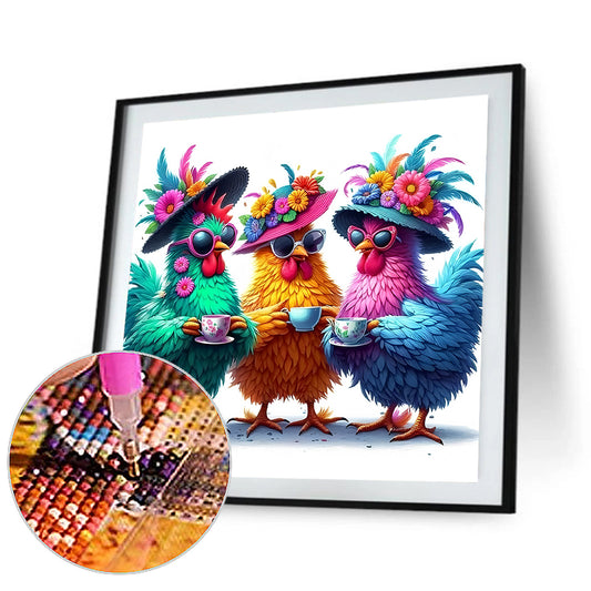 Funny Chicken Animals - Full Round Drill Diamond Painting 30*30CM