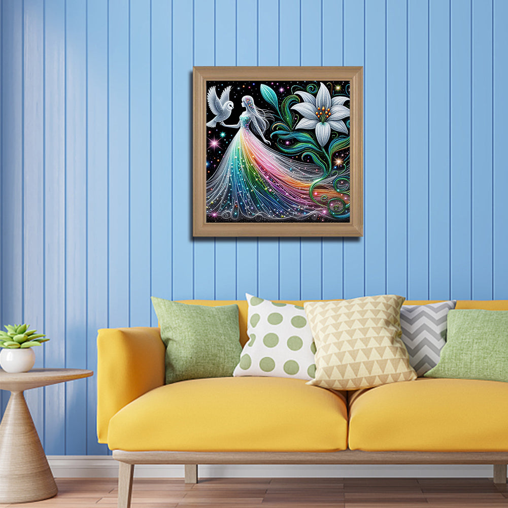 Girl And Flower - Full Round Drill Diamond Painting 40*40CM