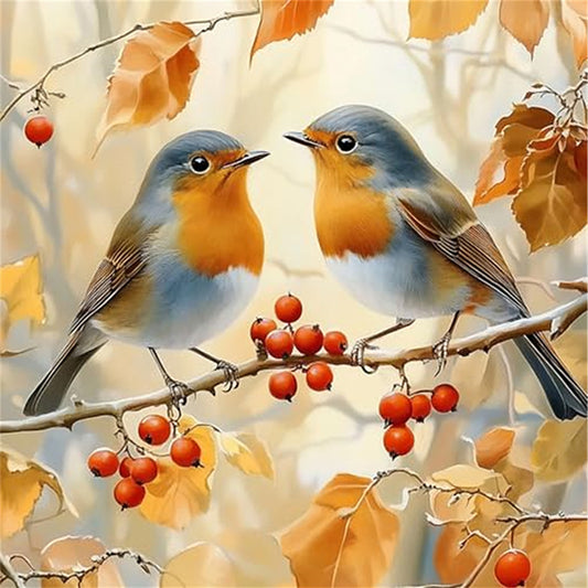 Two Robins - 11CT Stamped Cross Stitch 40*40CM