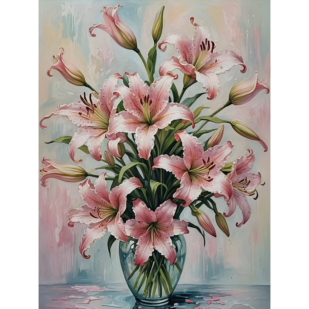 Lily Vase - Full Round Drill Diamond Painting 37x46cm