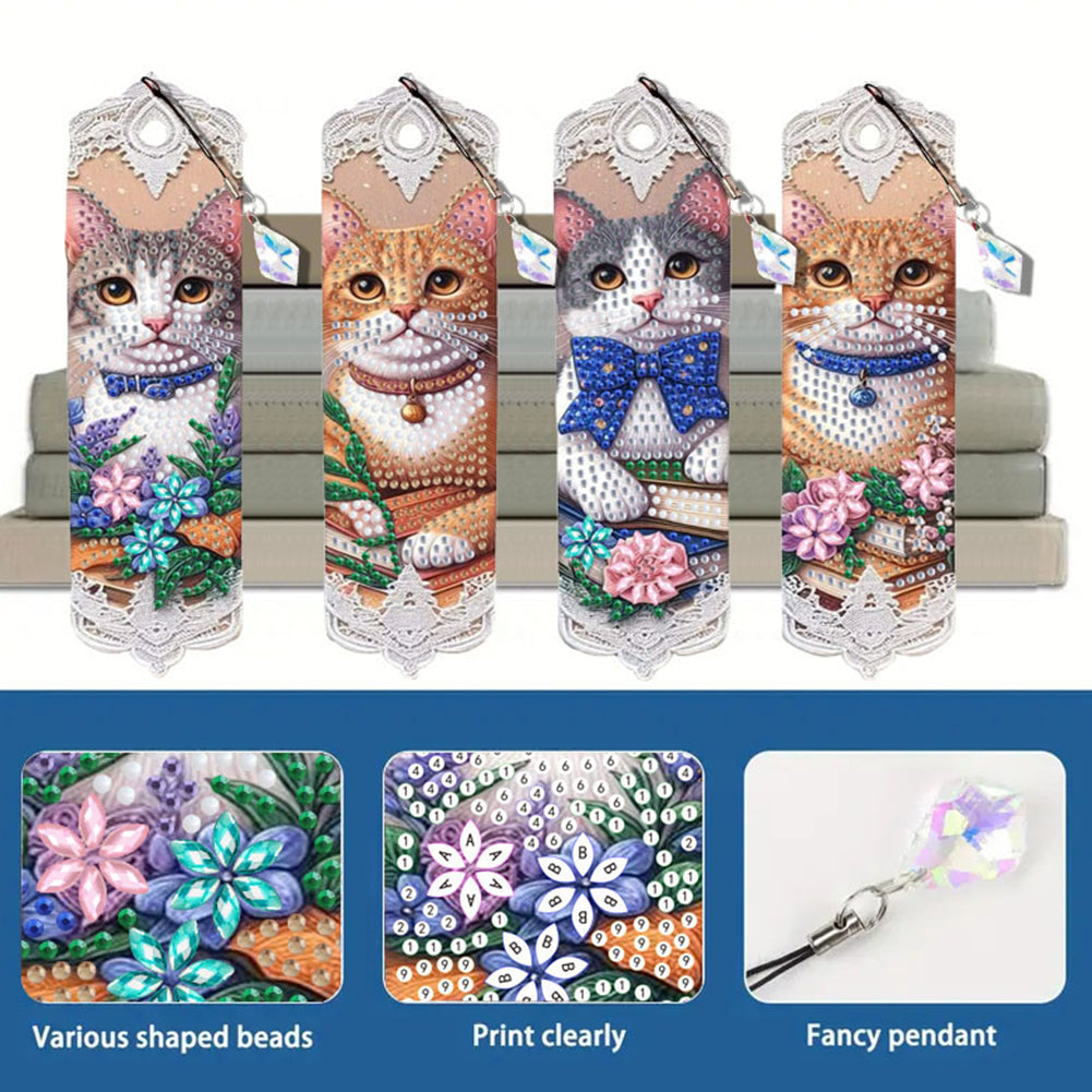 3Pcs Animal Themed DIY Diamond Painting Art Bookmarks Irregular Shaped Diamonds