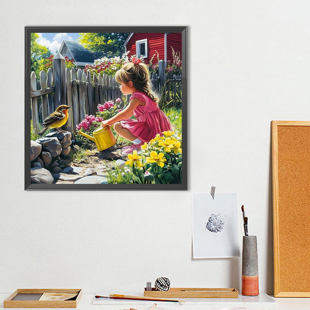 Garden Girl - Full Round Drill Diamond Painting 40*40CM