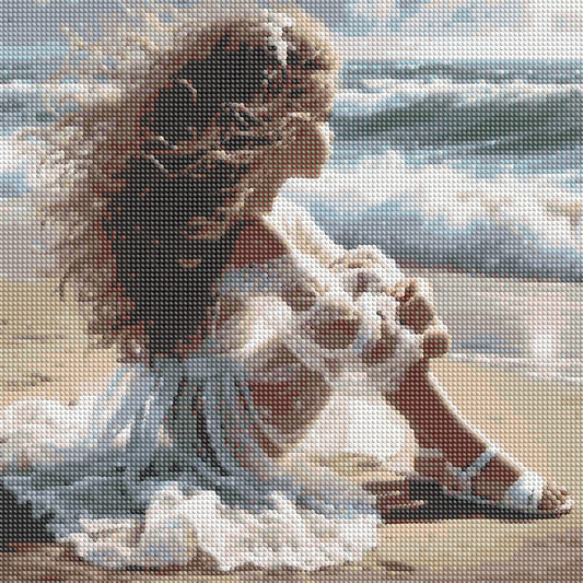 Beach Girl - Full Round Drill Diamond Painting 40*40CM