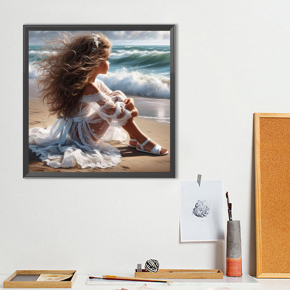 Beach Girl - Full Round Drill Diamond Painting 40*40CM